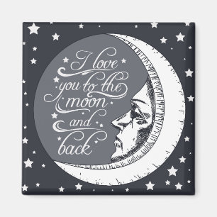 I Liebe Sie zum Mond und zur Rückseite Magnet