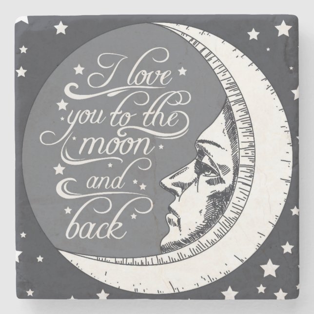 I Liebe Sie zum Mond und zur Rückseite Steinuntersetzer (Vorderseite)