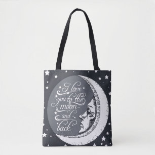 I Liebe Sie zum Mond und zur Rückseite Tasche