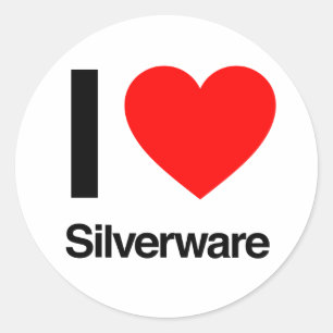 i Liebe Silverware Runder Aufkleber