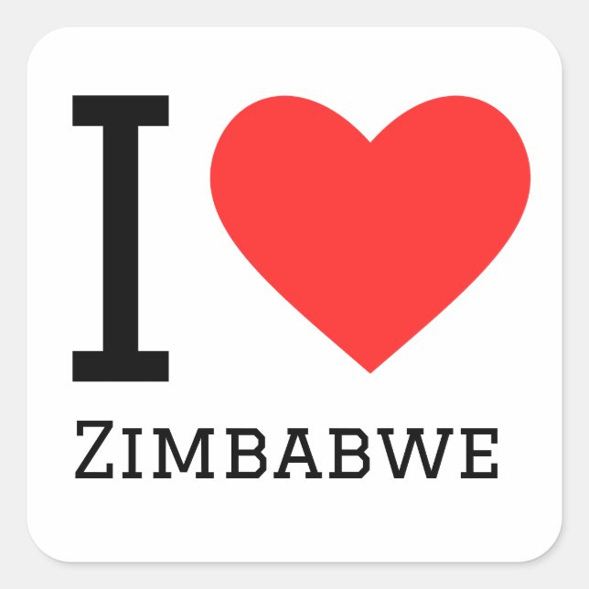 I Liebe Simbabwe Quadratischer Aufkleber (Vorderseite)