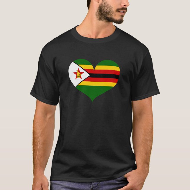 I Liebe Simbabwes Flagge T-Shirt (Vorderseite)
