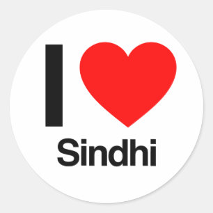 i Liebe sindhi Runder Aufkleber