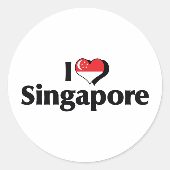 I Liebe Singapur-Flagge Runder Aufkleber (Vorderseite)