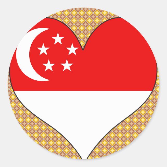 I Liebe Singapur Runder Aufkleber (Vorderseite)