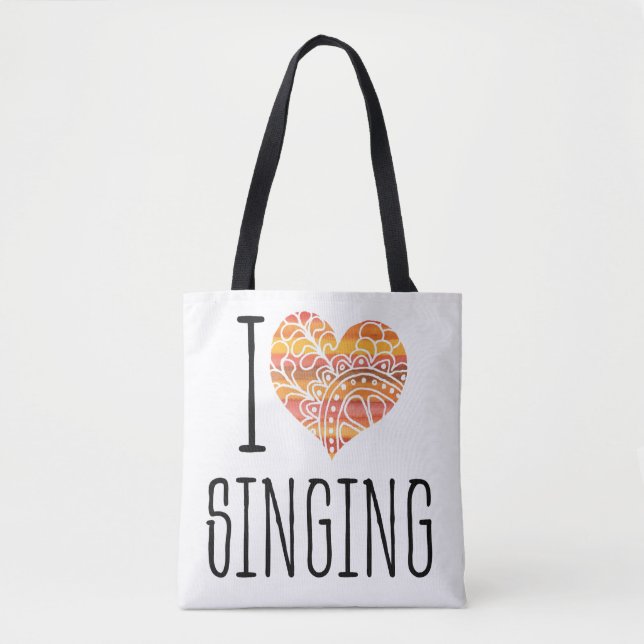 I Liebe Singing Yellow Orange Mandala Heart Tasche (Vorderseite)