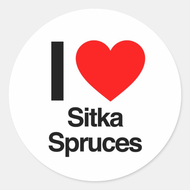 i Liebe sitka Fichten Runder Aufkleber (Vorderseite)