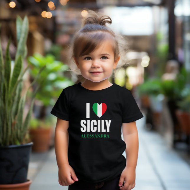 I Liebe Sizilienische Fahne Herz-Kleinkind-Shirt Kleinkind T-shirt (I Love (Heart) Sicily
Toddler Tee)