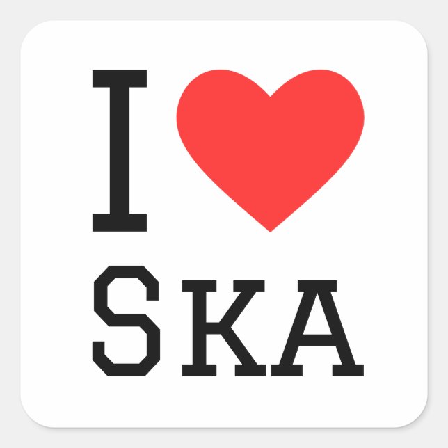 I Liebe ska Quadratischer Aufkleber (Vorderseite)