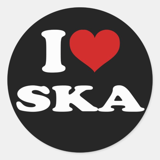 I Liebe Ska Runder Aufkleber (Vorderseite)