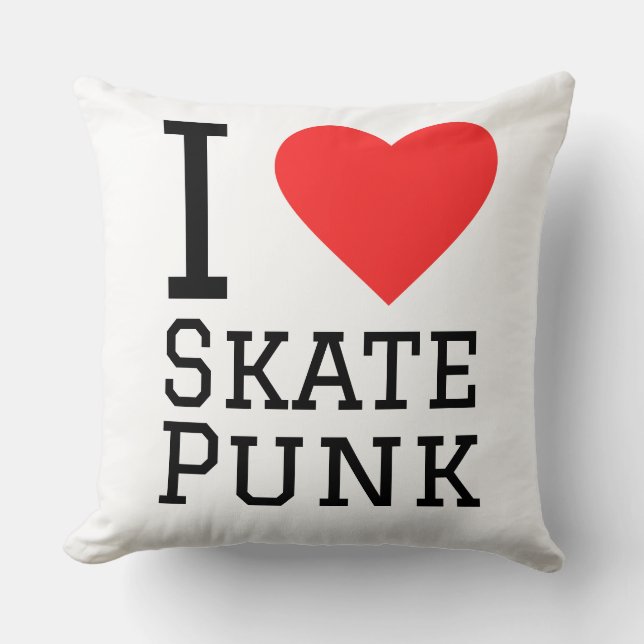 I Liebe Skate Punk Quadrat Aufkleber Kissen (Vorderseite)