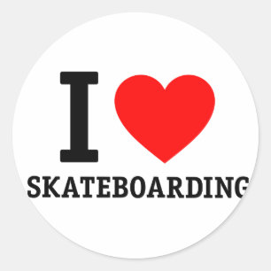 I Liebe Skateboarding Runder Aufkleber