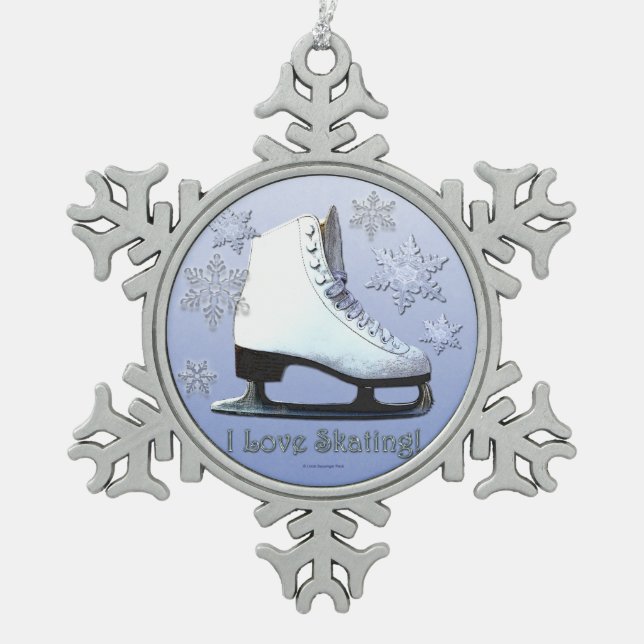 I Liebe-Skaten! Schneeflocken Zinn-Ornament (Vorderseite)