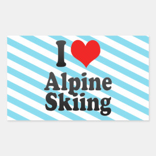 I Liebe Skifahren Rechteckiger Aufkleber