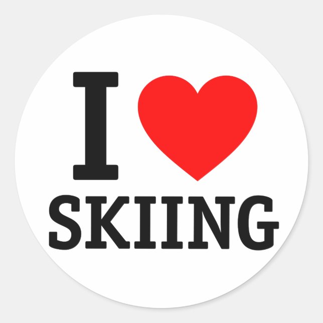 I Liebe Skifahren Runder Aufkleber (Vorderseite)