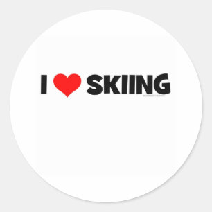 I Liebe Skifahren Runder Aufkleber