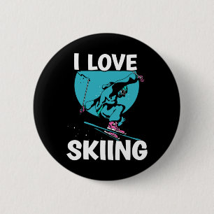I Liebe Skifahrer Skifahren Skiwintersport Button