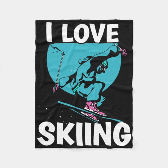 I Liebe Skifahrer Skifahren Skiwintersport Fleecedecke (Vorderseite)