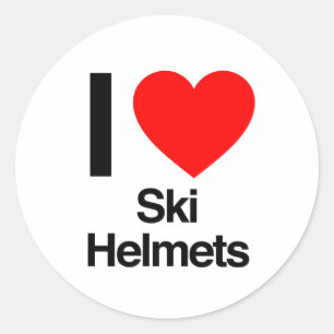 i Liebe Skihelme Runder Aufkleber