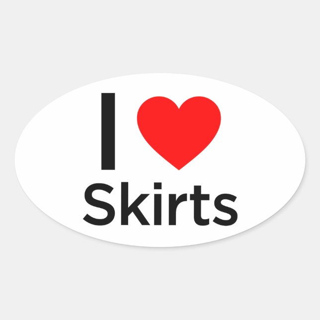 I Liebe Skirts Ovaler Aufkleber (Vorderseite)