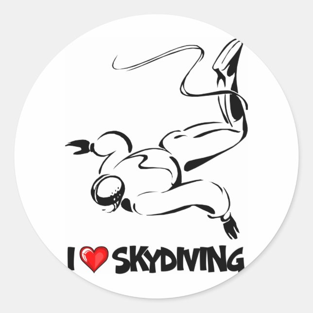 I Liebe Skydiving Runder Aufkleber (Vorderseite)