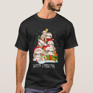 I Liebe Sloth Tree Merry Slothmas Weihnachten Feie T-Shirt