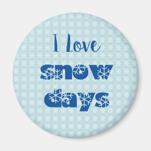 I Liebe Snow Days Modern Blue Snowflake Magnet