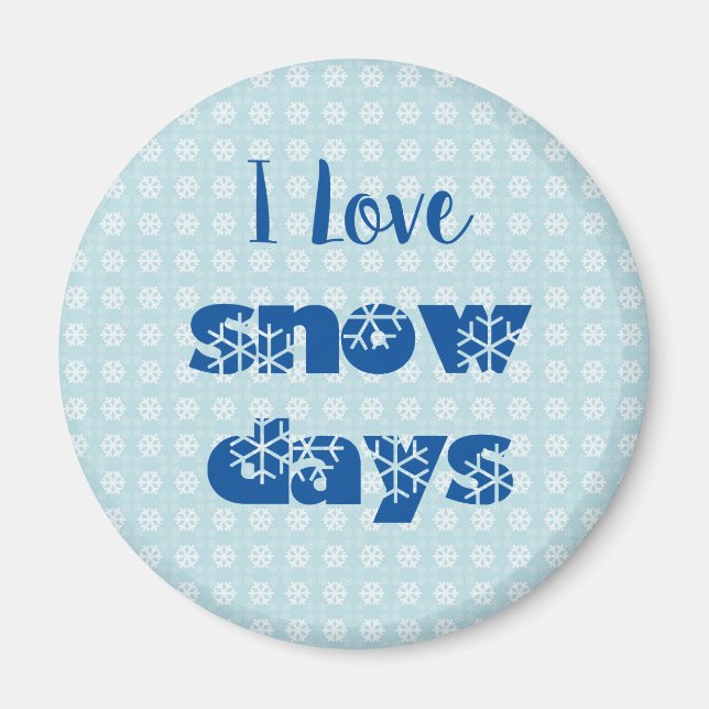I Liebe Snow Days Modern Blue Snowflake Magnet (Vorne)