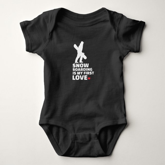  I Liebe Snowboarden Stilvolles Snowboarden Baby Strampler (Vorderseite)