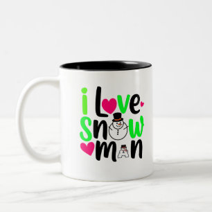 I Liebe Snowman Digital Art Design Zweifarbige Tasse