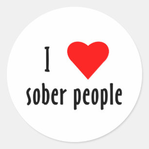 I Liebe Sober People Runder Aufkleber