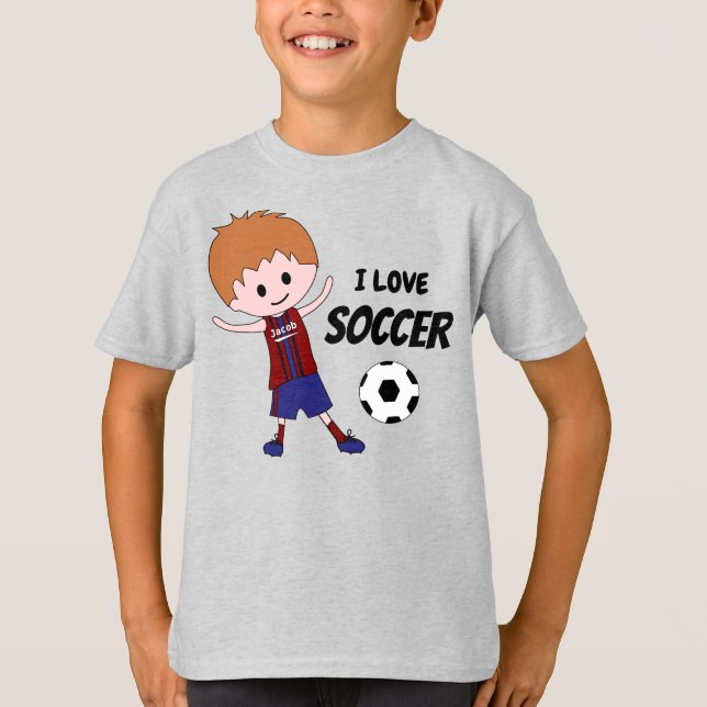 I Liebe Soccer Boy - mit dem Namen Jersey blond T-Shirt (Vorderseite)