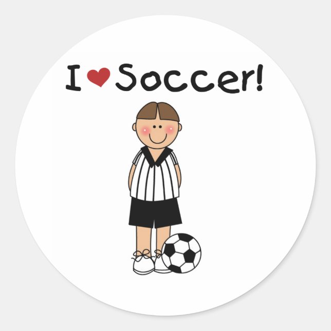 I Liebe Soccer Runder Aufkleber (Vorderseite)