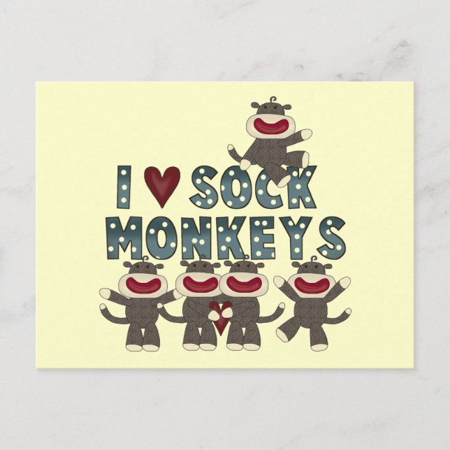 I Liebe Socken Affen Tshirts und Geschenke Postkarte (Vorderseite)