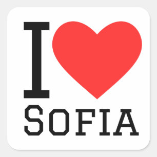 I Liebe Sofia Quadratischer Aufkleber