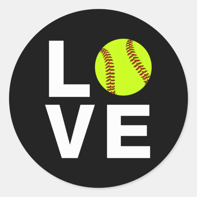 I Liebe Softball Runder Aufkleber (Vorderseite)