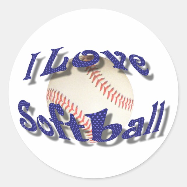 I LIEBE SOFTBALL-STICKER RUNDER AUFKLEBER (Vorderseite)