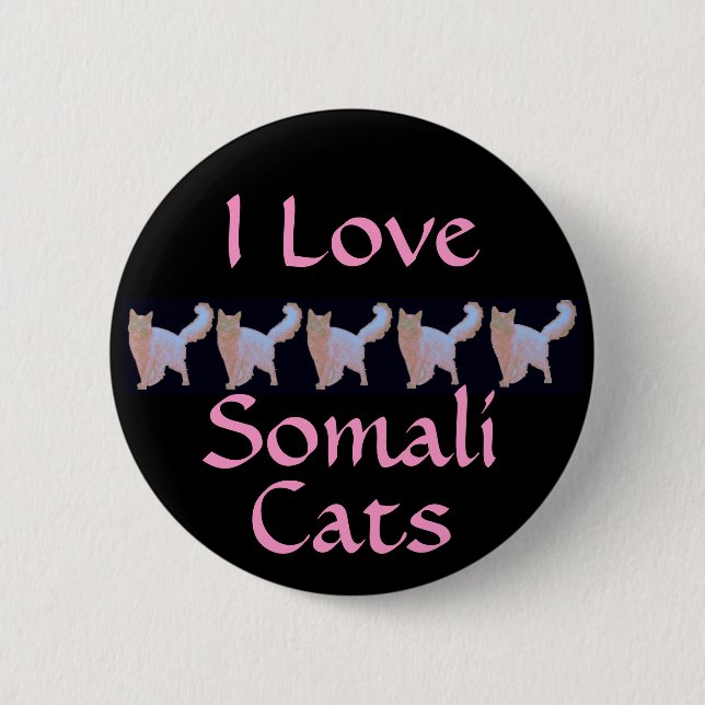 I Liebe-somalische Katzen Button (Vorderseite)