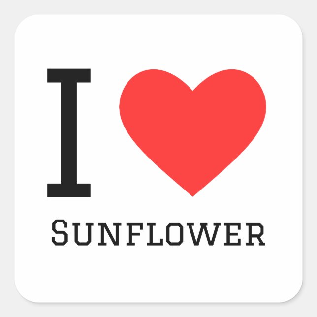 I Liebe Sonnenblume Quadratischer Aufkleber (Vorderseite)