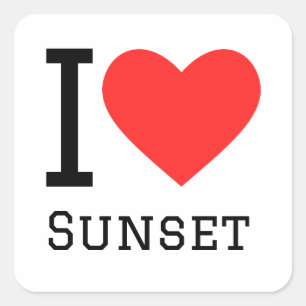 I Liebe Sonnenuntergang Quadratischer Aufkleber