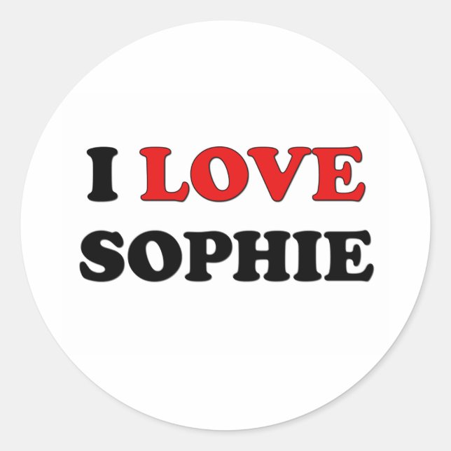 I Liebe Sophie Runder Aufkleber (Vorderseite)