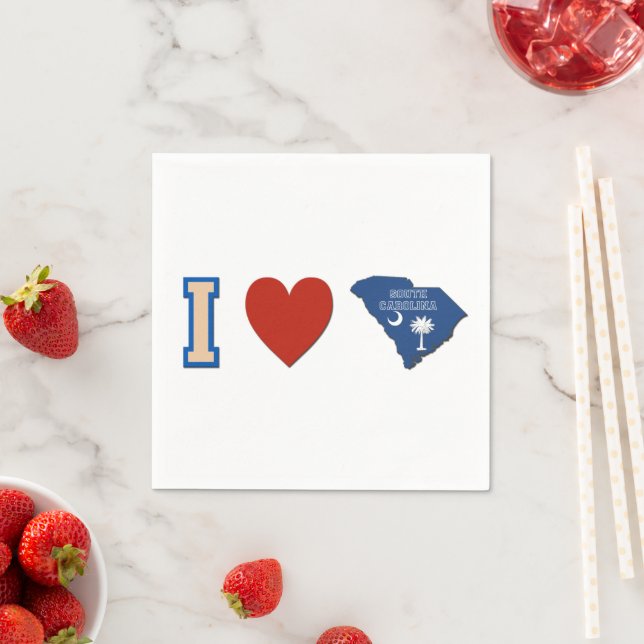 I Liebe South Carolina Herzenssatsflagge Party Serviette (Beispiel)