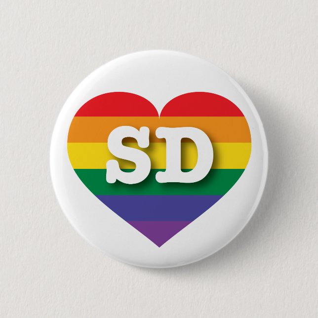 I Liebe South Dakota Gay Pride Rainbow Heart Button (Vorderseite)