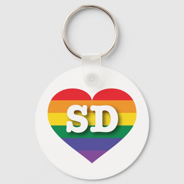 I Liebe South Dakota Gay Pride Rainbow Heart Schlüsselanhänger (Vorderseite)