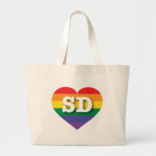 I Liebe South Dakota Rainbow Heart Jumbo Stoffbeutel