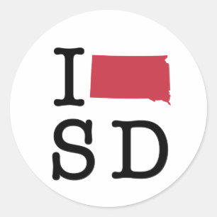 I Liebe South Dakota Runder Aufkleber