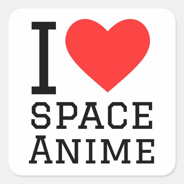 I Liebe Space Animation Quadratischer Aufkleber (Vorderseite)