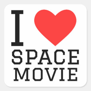 I Liebe Space Film Quadratischer Aufkleber
