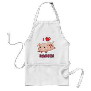 I Liebe-Speck mit niedlichem lustigem Schwein und Schürze