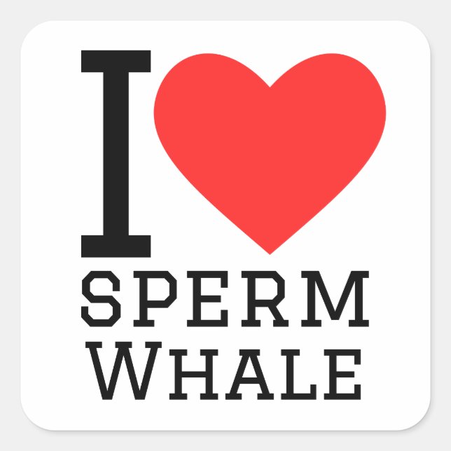 I Liebe Sperma Wal Quadratischer Aufkleber (Vorderseite)